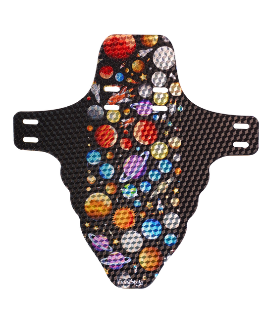 RideStyle Orbit front mudguard featuring a space-inspired design, built to protect against mud, water, and trail debris