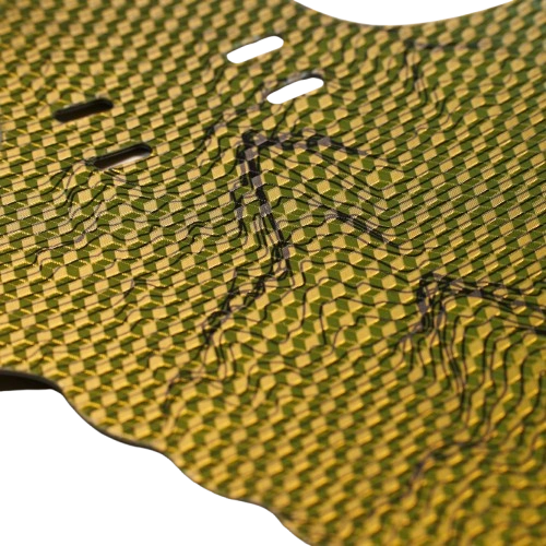 RideStyle Elevation mudguard installed on an e-MTB, featuring a contour line design inspired by mountain elevations and rugged terrain performance.