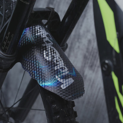 Mountain bike fender with Vortex RideStyle graphics, designed for enduro and downhill riders seeking lightweight front wheel protection.