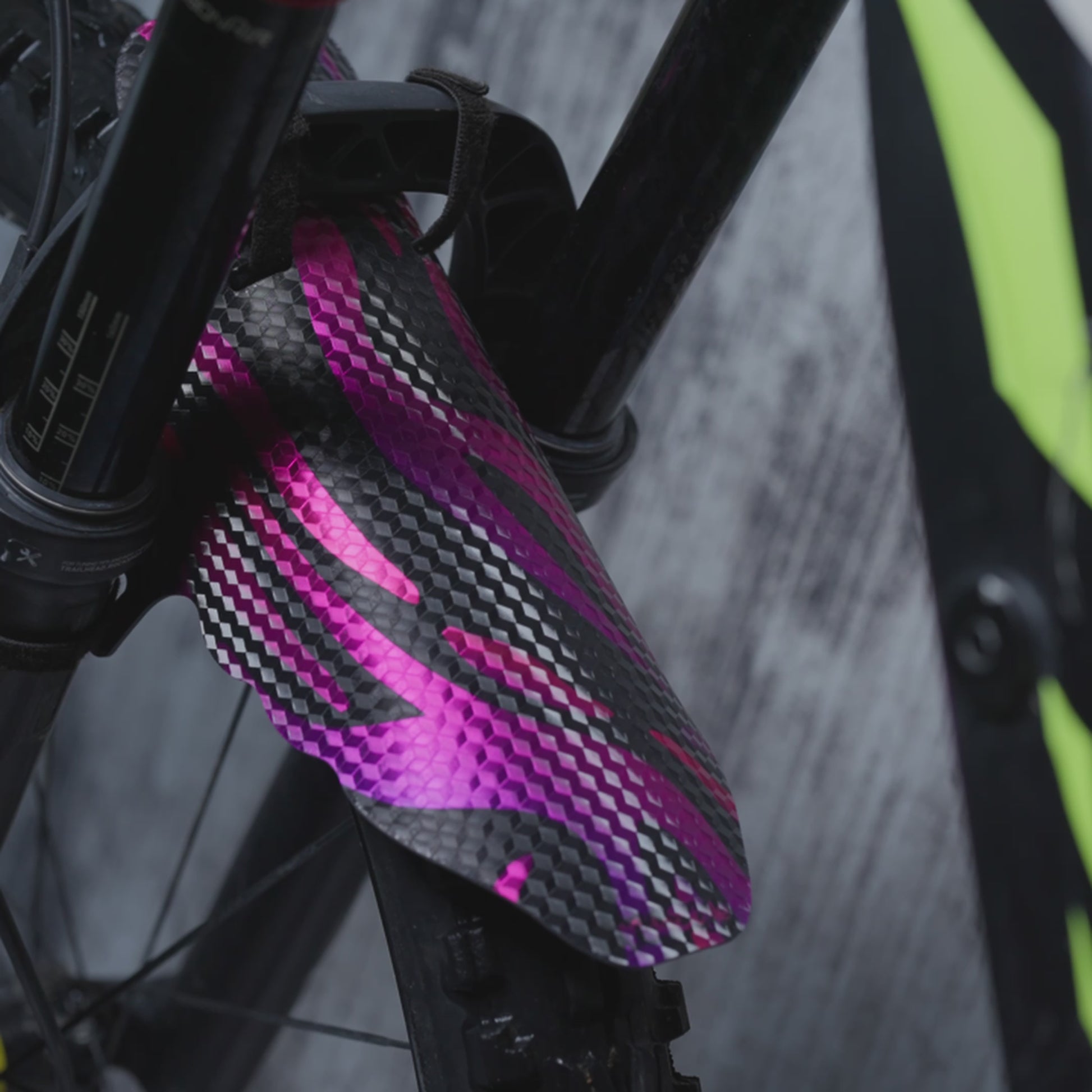 RideStyle Blaze mudguard fitted to an electric mountain bike, offering extra protection in wet and muddy riding conditions.