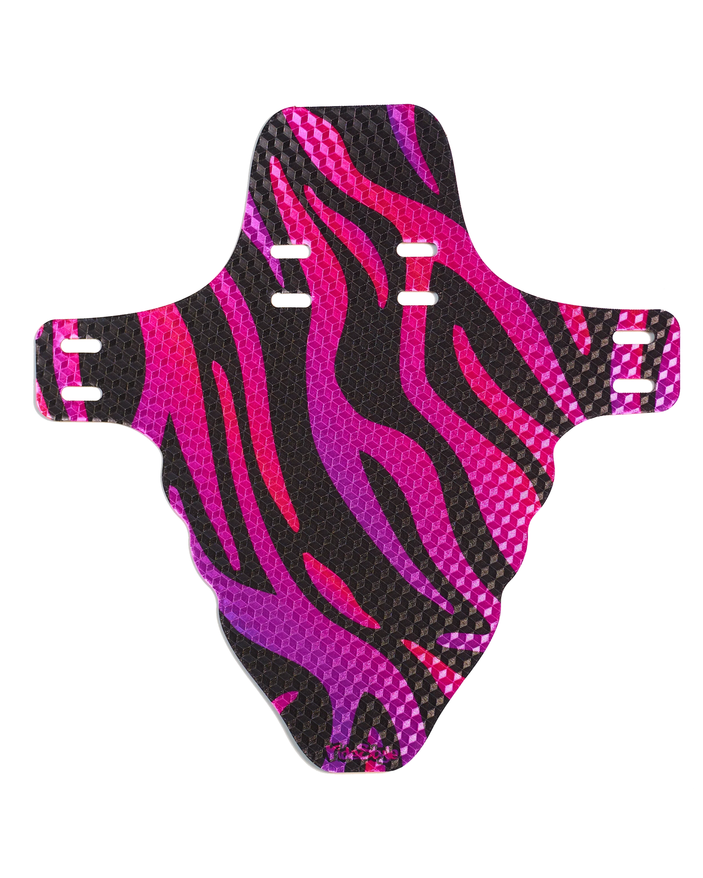 Blaze RideStyle front mudguard with vibrant graphics installed on a mountain bike suspension fork during a trail ride.