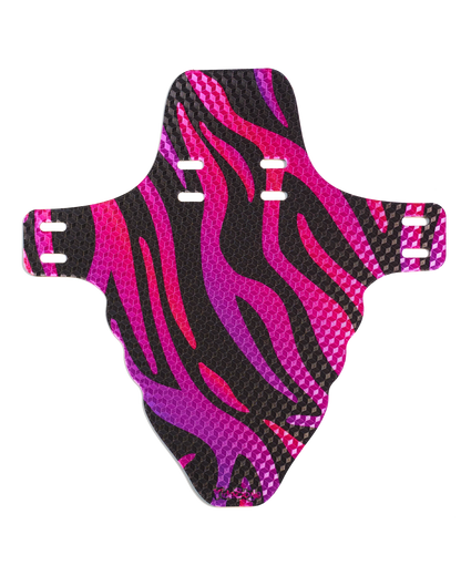 Blaze RideStyle front mudguard with vibrant graphics installed on a mountain bike suspension fork during a trail ride.