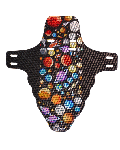 RideStyle Orbit front mudguard featuring a space-inspired design, built to protect against mud, water, and trail debris