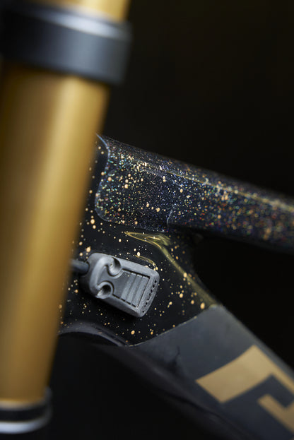 RideStyle bulk sparkle frame protection film with transparent finish, protecting bicycle frames from scratches, chips and trail damage.