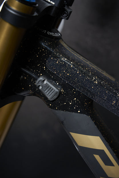 RideStyle transparent sparkle protection film for bike frames, providing durable protection while adding a unique shimmering appearance.