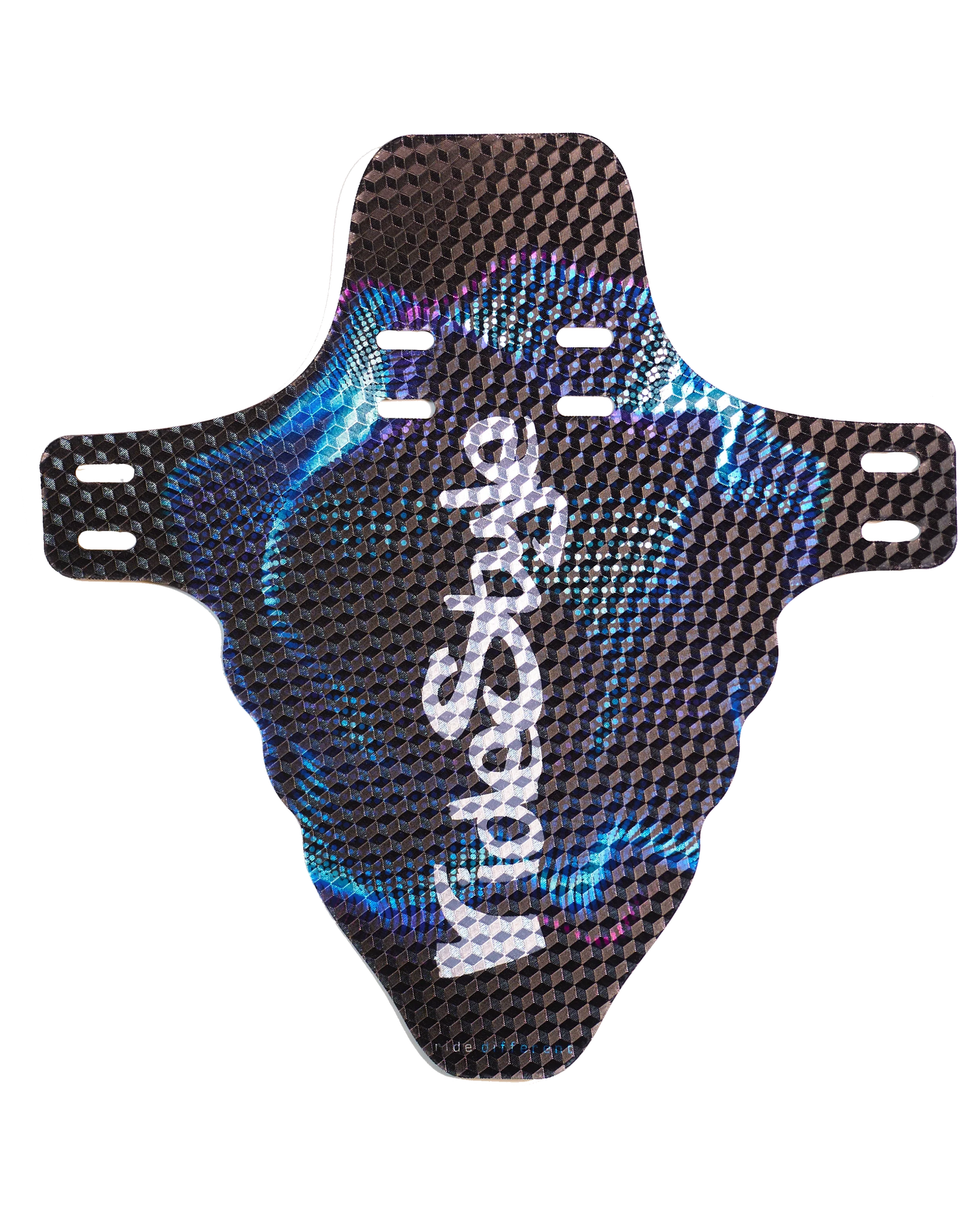 Vortex RideStyle front mudguard with dynamic swirl graphics mounted on a mountain bike fork, built for muddy trail conditions.