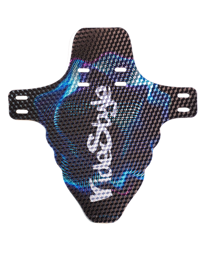 Vortex RideStyle front mudguard with dynamic swirl graphics mounted on a mountain bike fork, built for muddy trail conditions.